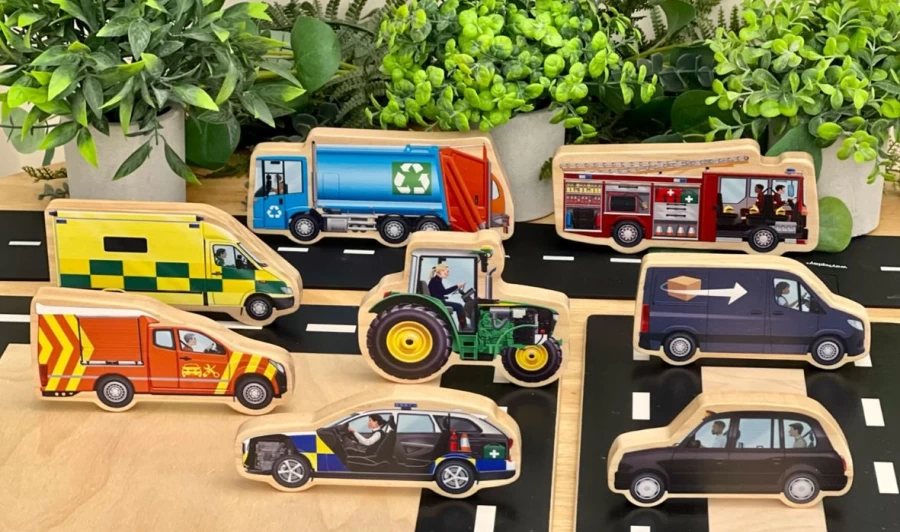 Yellow Door Wooden Resources | Look Inside Community Vehicles Wooden Play Set