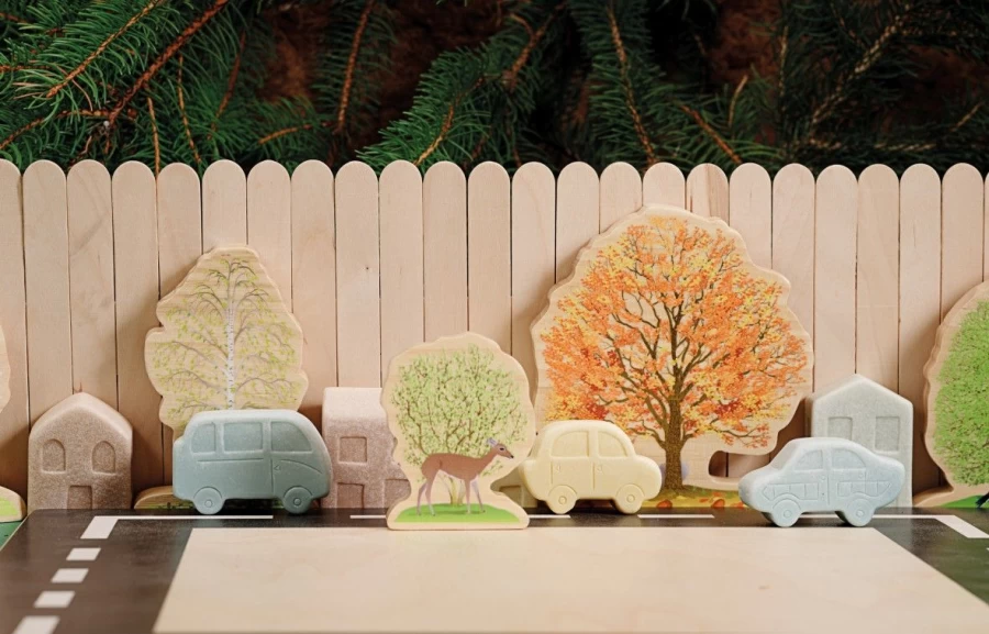 Yellow Door Wooden Resources | Four Seasons Trees Wooden Play Set