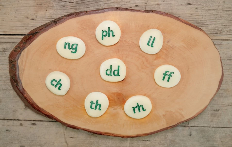 Yellow Door Literacy Outdoors | Welsh Alphabet Pebbles Supplementary Set